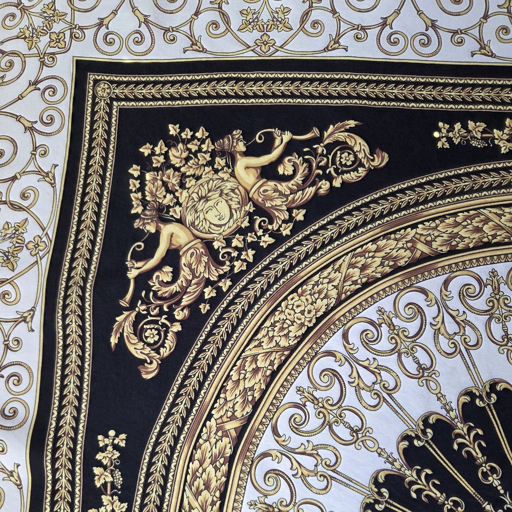 Versace Black and Gold Patterned Scarf - Picture 3 of 4